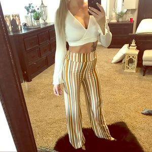 Striped high waisted flared pants